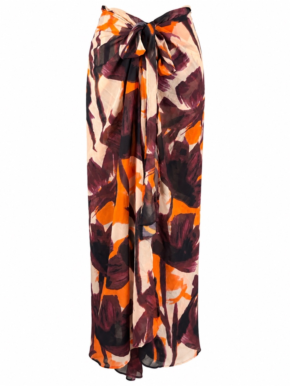 Hutch Floral Tie-Front Wide Leg Pants — Orange, Plum & Cream size 4
